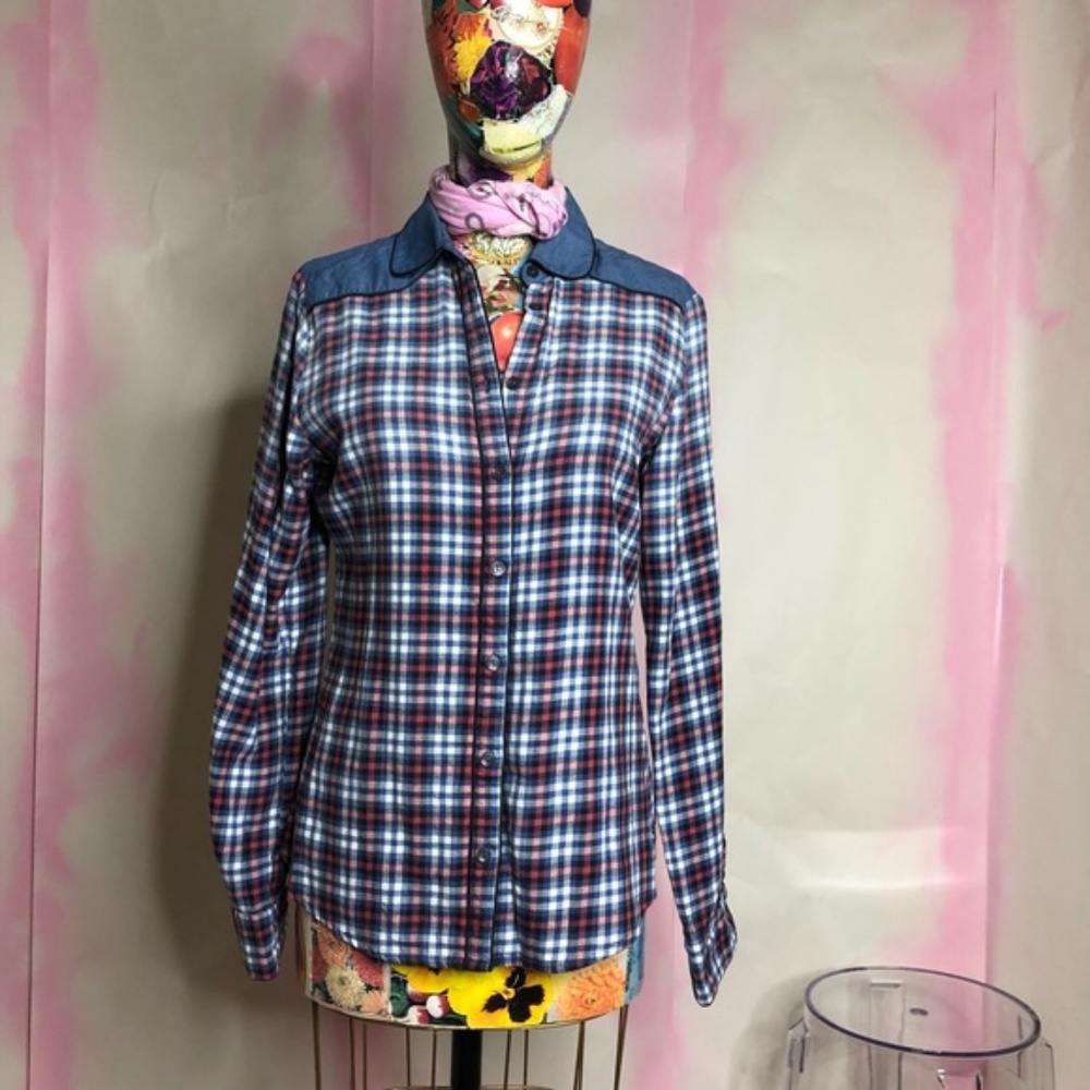Scotch & Soda Maison Scotch Plaid Shirt Denim Chambray